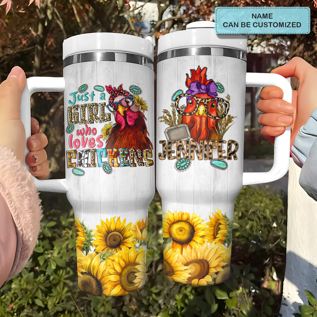 Just A Girl Who Loves Chickens - Personalized Tumbler with Handle - Gift For Chickens Lovers - NCU0DV040