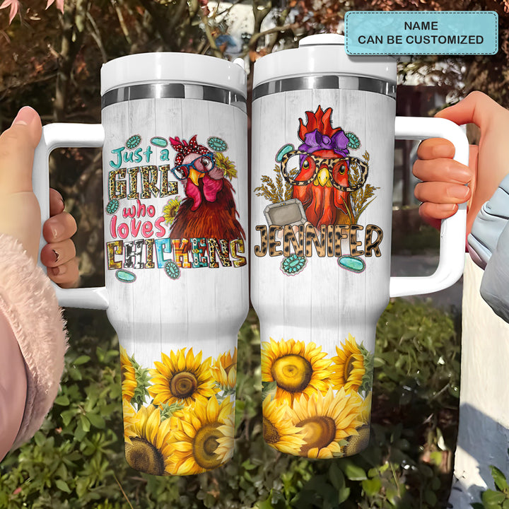 Just A Girl Who Loves Chickens - Personalized Tumbler with Handle - Gift For Chickens Lovers - NCU0DV040