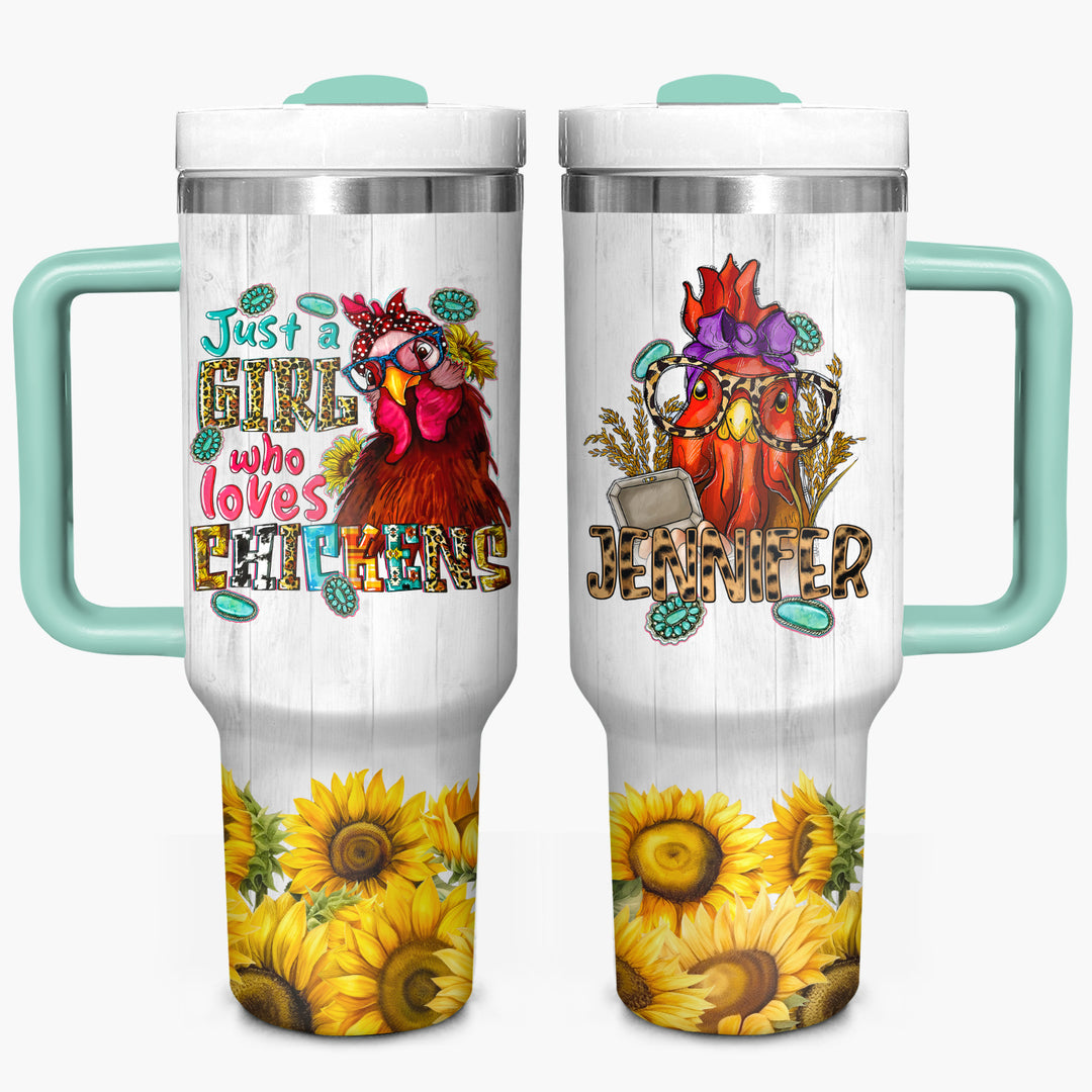 Just A Girl Who Loves Chickens - Personalized Tumbler with Handle - Gift For Chickens Lovers - NCU0DV040