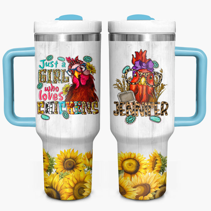 Just A Girl Who Loves Chickens - Personalized Tumbler with Handle - Gift For Chickens Lovers - NCU0DV040