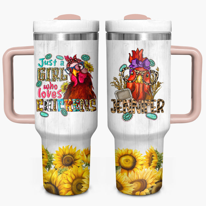 Just A Girl Who Loves Chickens - Personalized Tumbler with Handle - Gift For Chickens Lovers - NCU0DV040