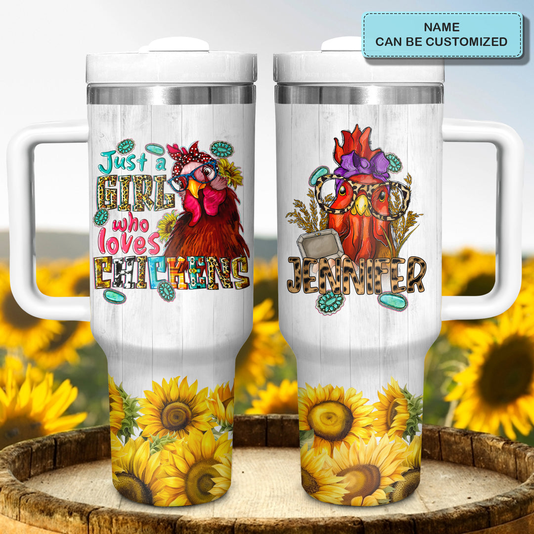 Just A Girl Who Loves Chickens - Personalized Tumbler with Handle - Gift For Chickens Lovers - NCU0DV040