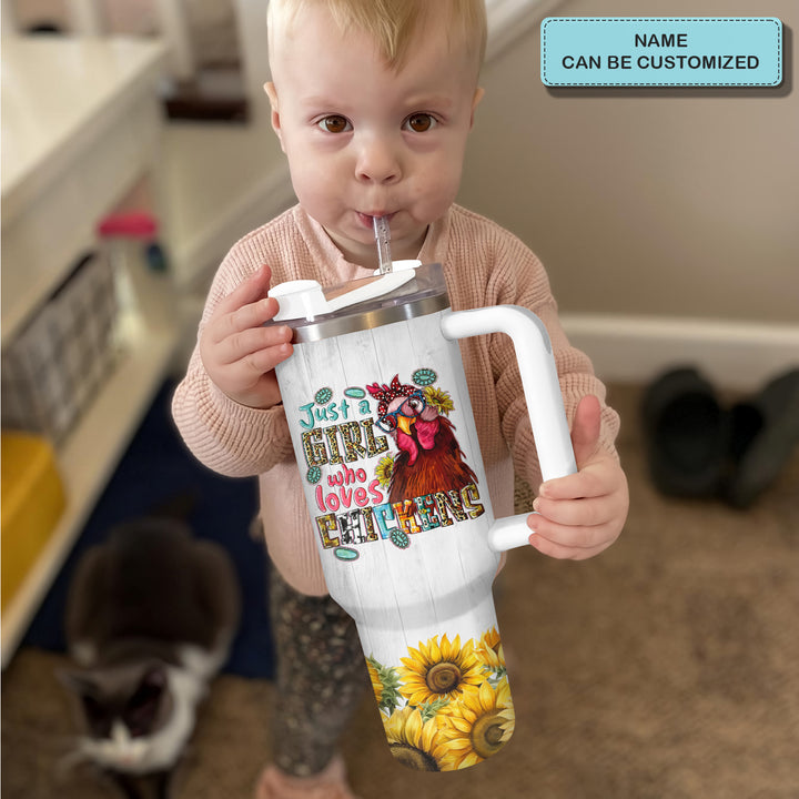 Just A Girl Who Loves Chickens - Personalized Tumbler with Handle - Gift For Chickens Lovers - NCU0DV040