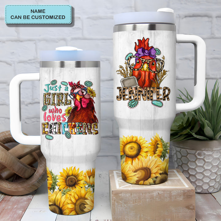 Just A Girl Who Loves Chickens - Personalized Tumbler with Handle - Gift For Chickens Lovers - NCU0DV040