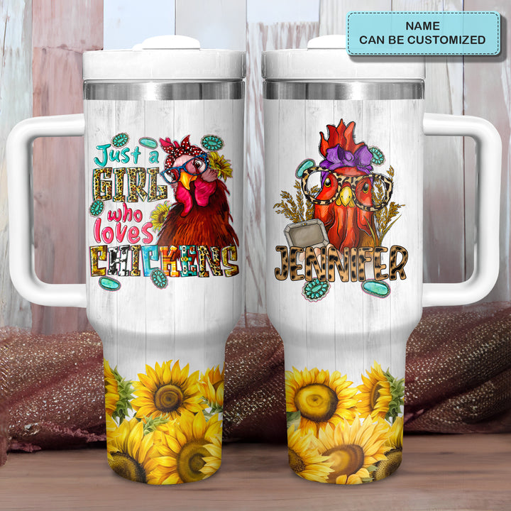 Just A Girl Who Loves Chickens - Personalized Tumbler with Handle - Gift For Chickens Lovers - NCU0DV040