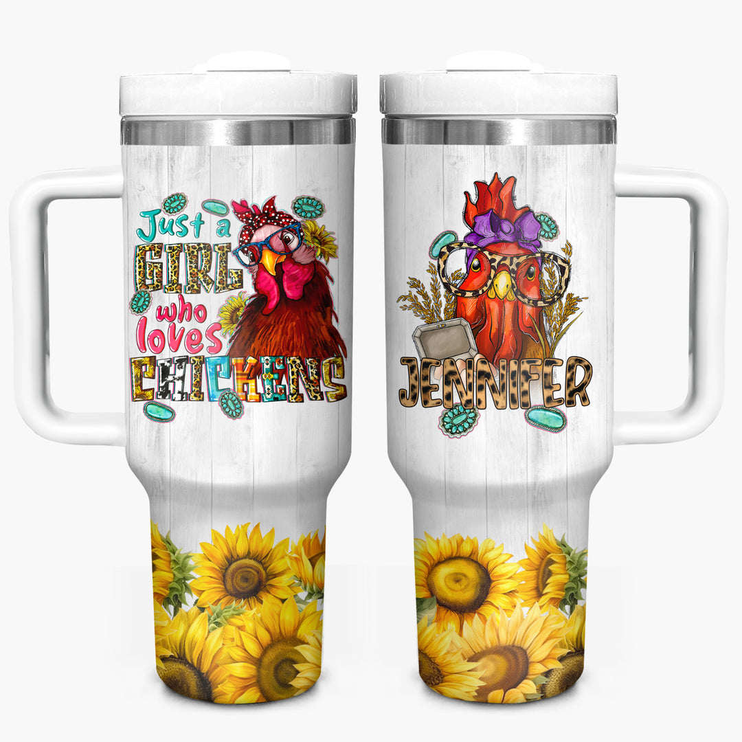 Just A Girl Who Loves Chickens - Personalized Tumbler with Handle - Gift For Chickens Lovers - NCU0DV040