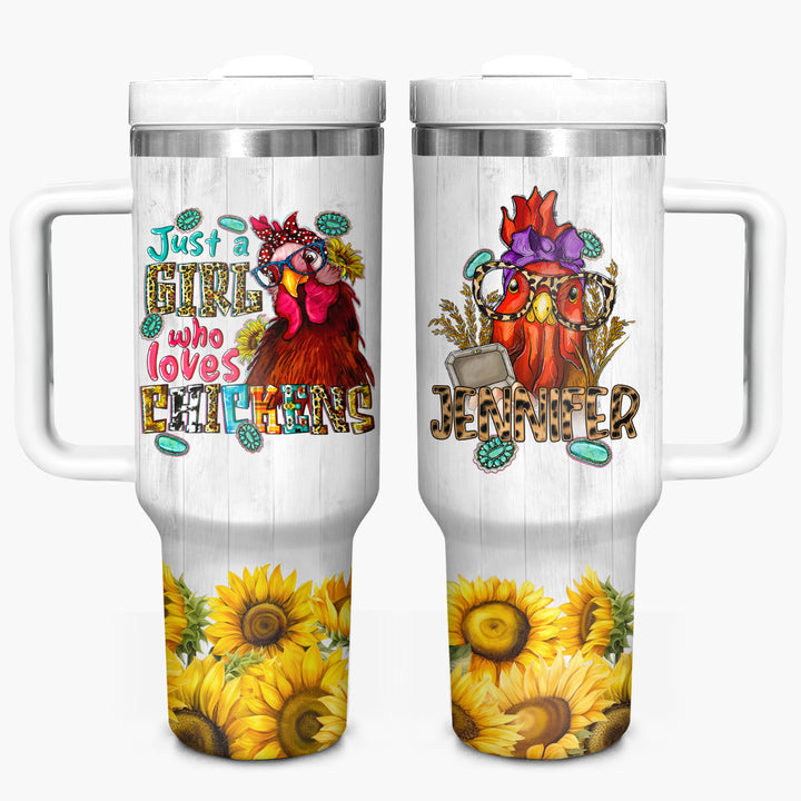 Just A Girl Who Loves Chickens - Personalized Tumbler with Handle - Gift For Chickens Lovers - NCU0DV040