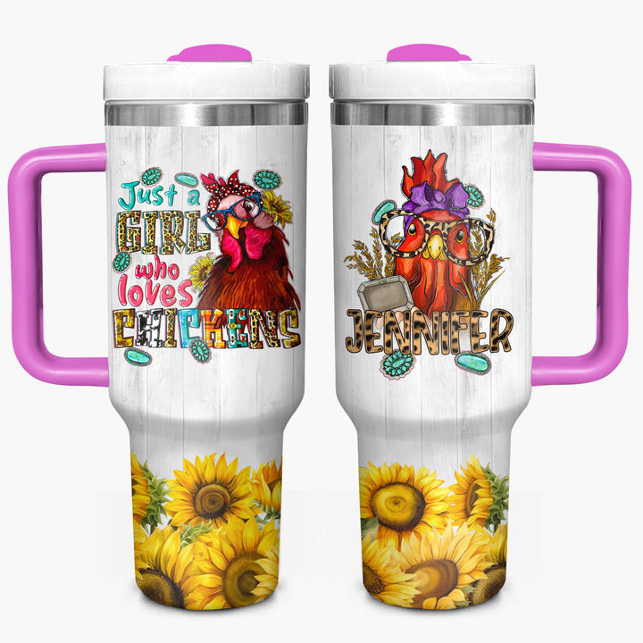 Just A Girl Who Loves Chickens - Personalized Tumbler with Handle - Gift For Chickens Lovers - NCU0DV040