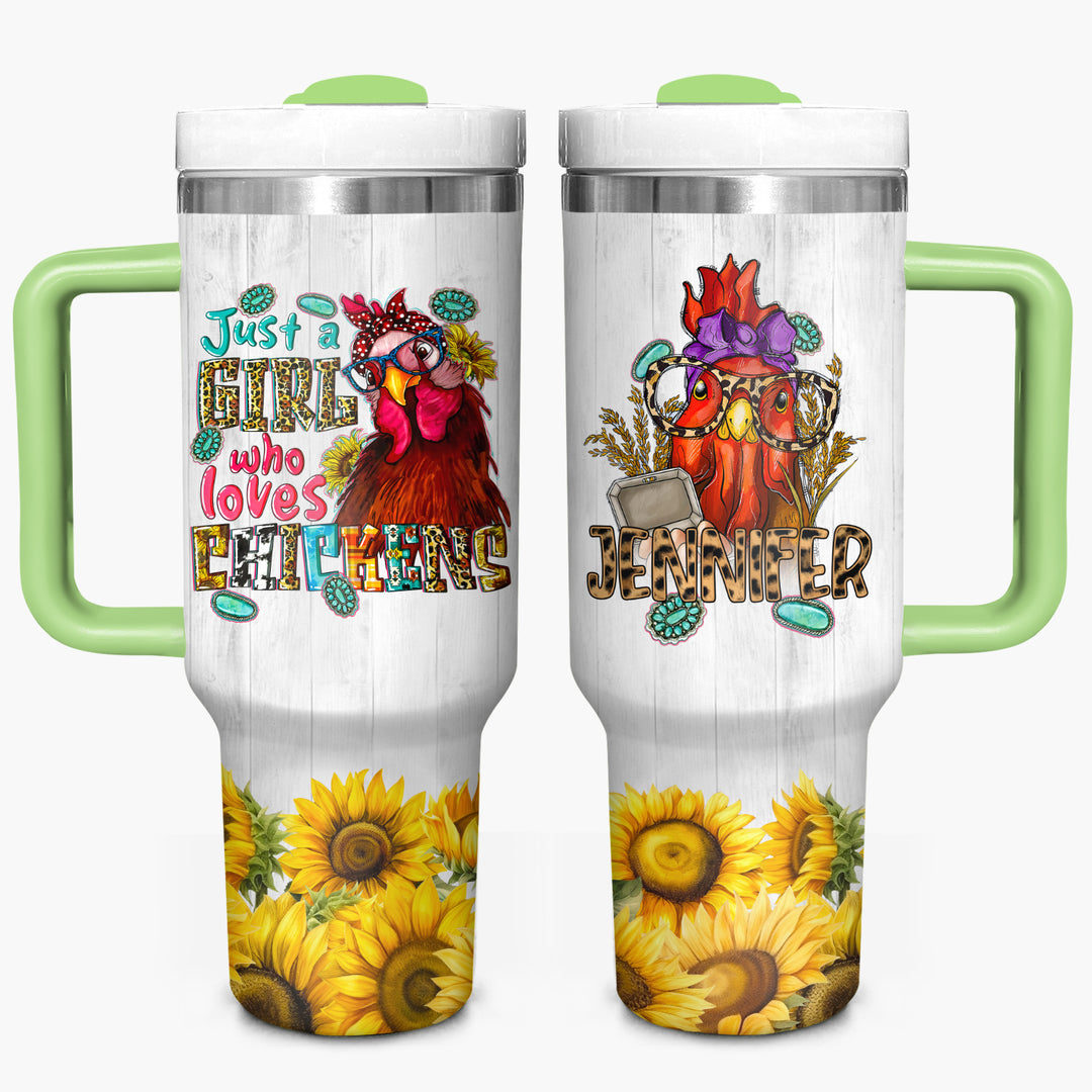 Just A Girl Who Loves Chickens - Personalized Tumbler with Handle - Gift For Chickens Lovers - NCU0DV040