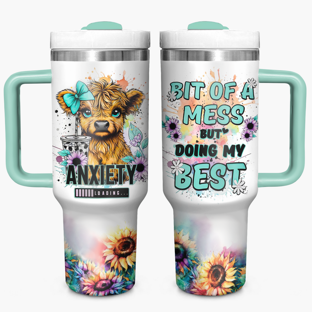 Blossom and Breathe - Personalized Tumble with Handle - Gift for Highland Cow Lover NCU0PT022