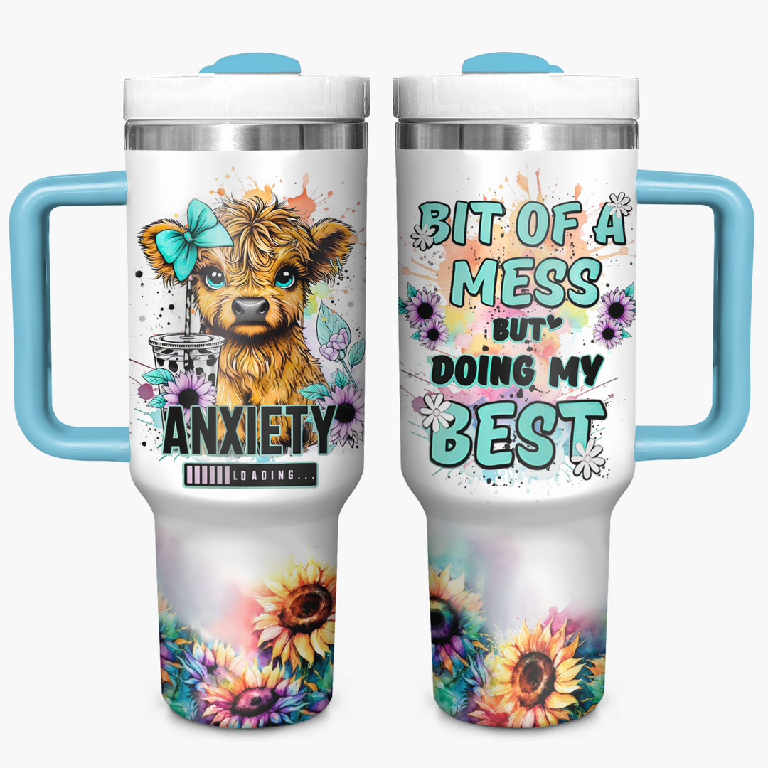Blossom and Breathe - Personalized Tumble with Handle - Gift for Highland Cow Lover NCU0PT022