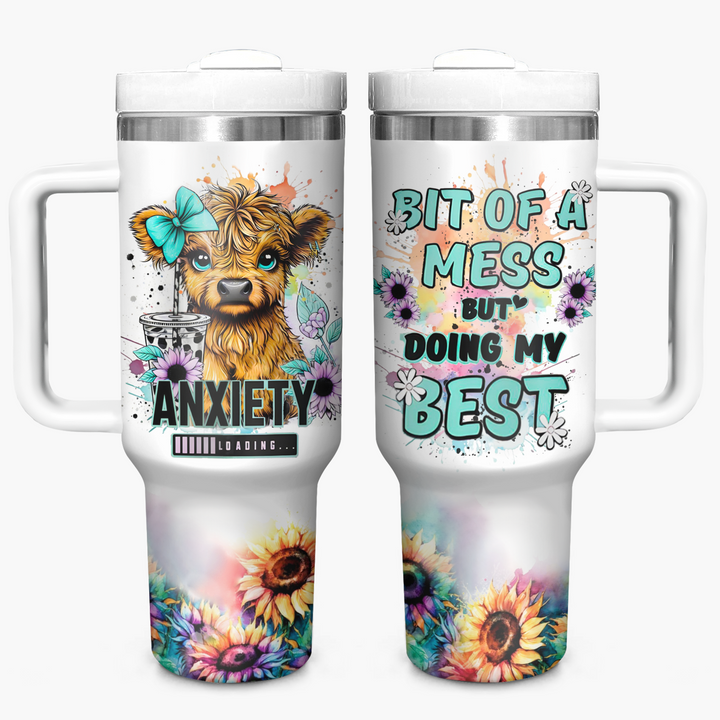 Blossom and Breathe - Personalized Tumble with Handle - Gift for Highland Cow Lover NCU0PT022