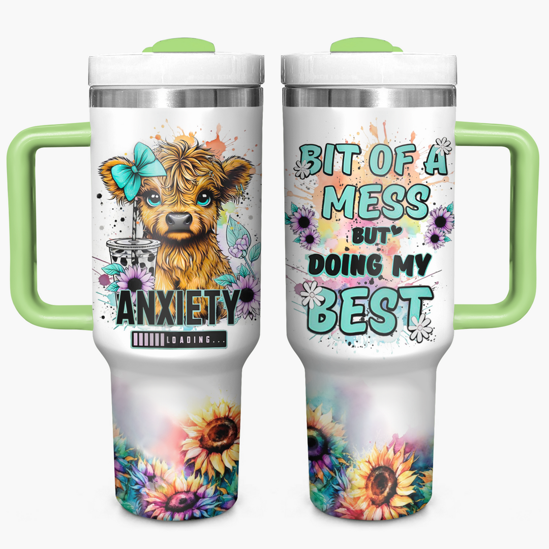 Blossom and Breathe - Personalized Tumble with Handle - Gift for Highland Cow Lover NCU0PT022