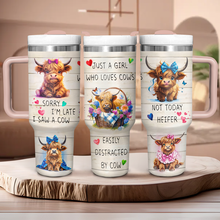 Countryside Charms - Tumbler with Handle - Gift for Highland Cow Lover NCU0PT23