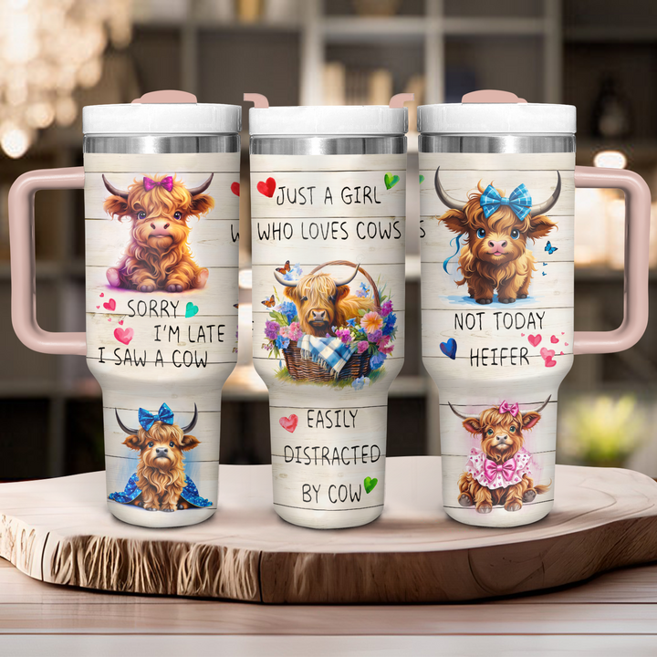 Countryside Charms - Tumbler with Handle - Gift for Highland Cow Lover NCU0PT23