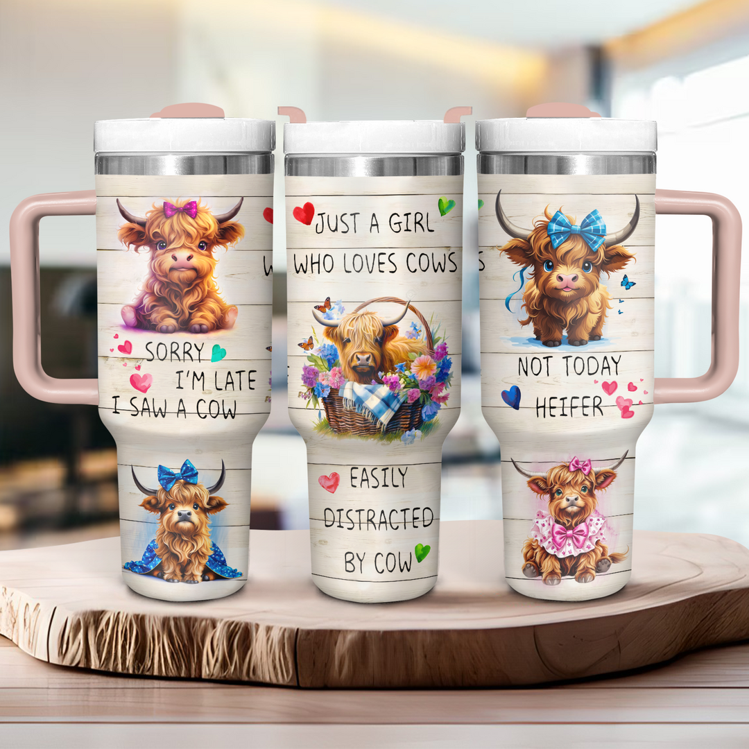 Countryside Charms - Tumbler with Handle - Gift for Highland Cow Lover NCU0PT23