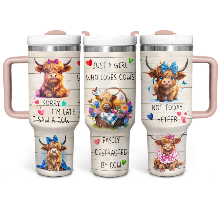 Countryside Charms - Tumbler with Handle - Gift for Highland Cow Lover NCU0PT23