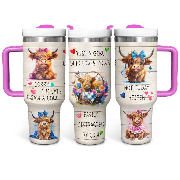 Countryside Charms - Tumbler with Handle - Gift for Highland Cow Lover NCU0PT23