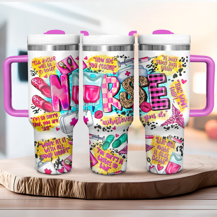 Nurse's Lifeline - Tumbler with Handle - Gift for Nurse - NCU0DK016