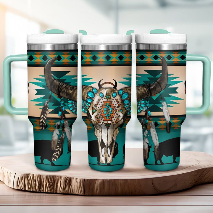 Native Cow Skull - Tumbler with Handle - NCU0DK022