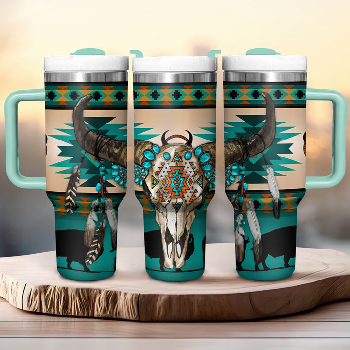 Native Cow Skull - Tumbler with Handle - NCU0DK022