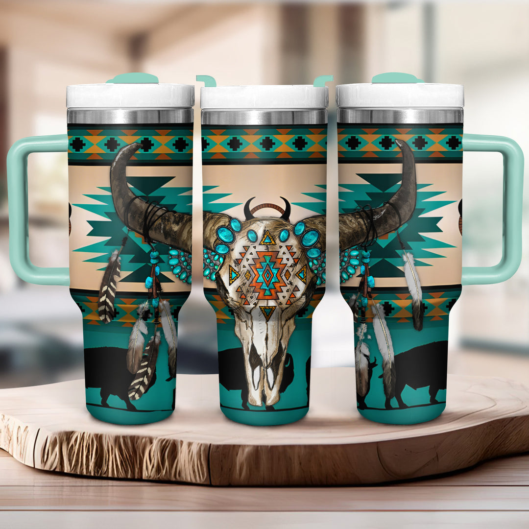 Native Cow Skull - Tumbler with Handle - NCU0DK022