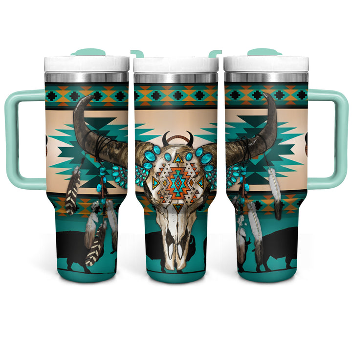 Native Cow Skull - Tumbler with Handle - NCU0DK022