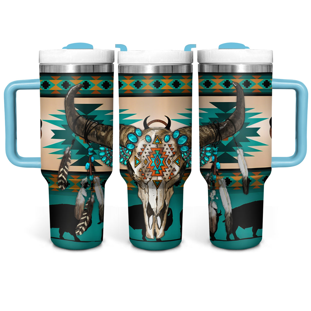 Native Cow Skull - Tumbler with Handle - NCU0DK022