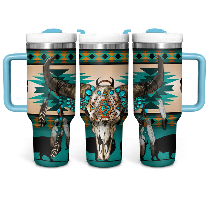 Native Cow Skull - Tumbler with Handle - NCU0DK022