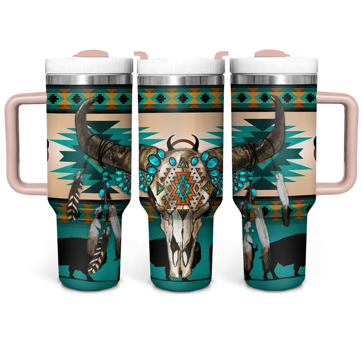 Native Cow Skull - Tumbler with Handle - NCU0DK022