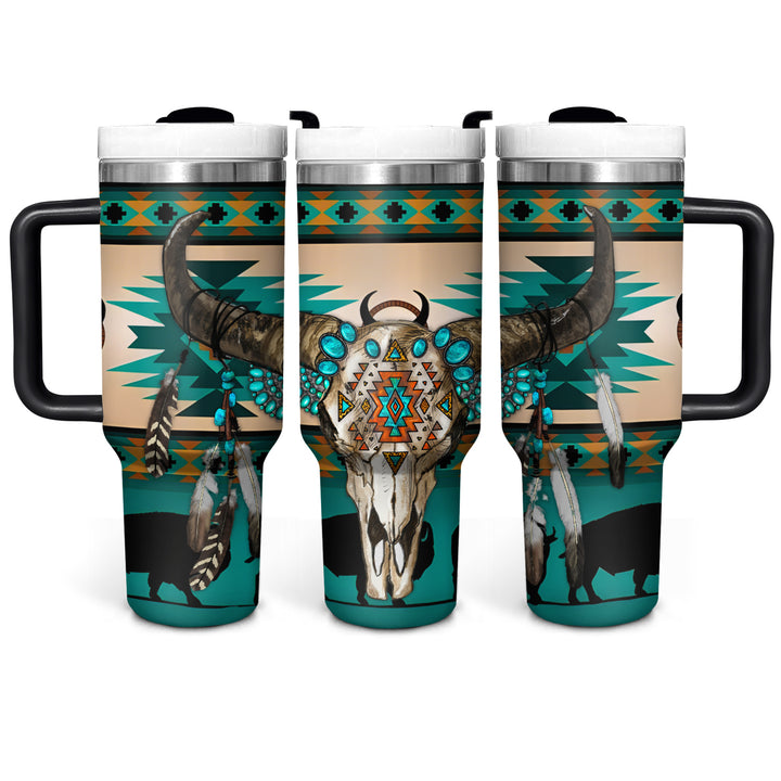 Native Cow Skull - Tumbler with Handle - NCU0DK022