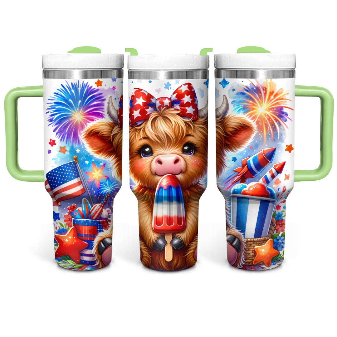 Patriot USA Baby Highland Cow - Tumbler with Handle - Gift For Highland Cow Lovers - NCU0DV052