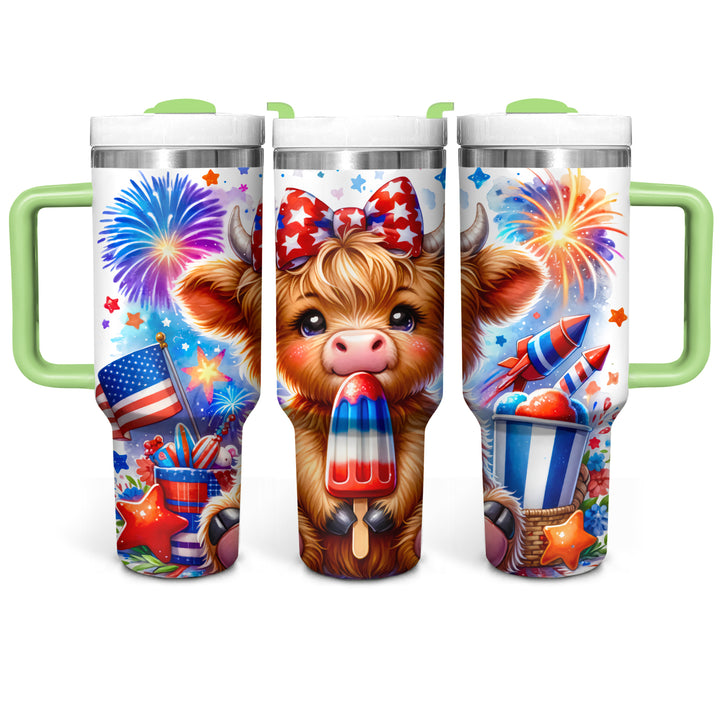 Patriot USA Baby Highland Cow - Tumbler with Handle - Gift For Highland Cow Lovers - NCU0DV052