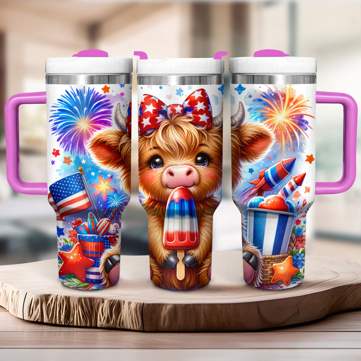Patriot USA Baby Highland Cow - Tumbler with Handle - Gift For Highland Cow Lovers - NCU0DV052