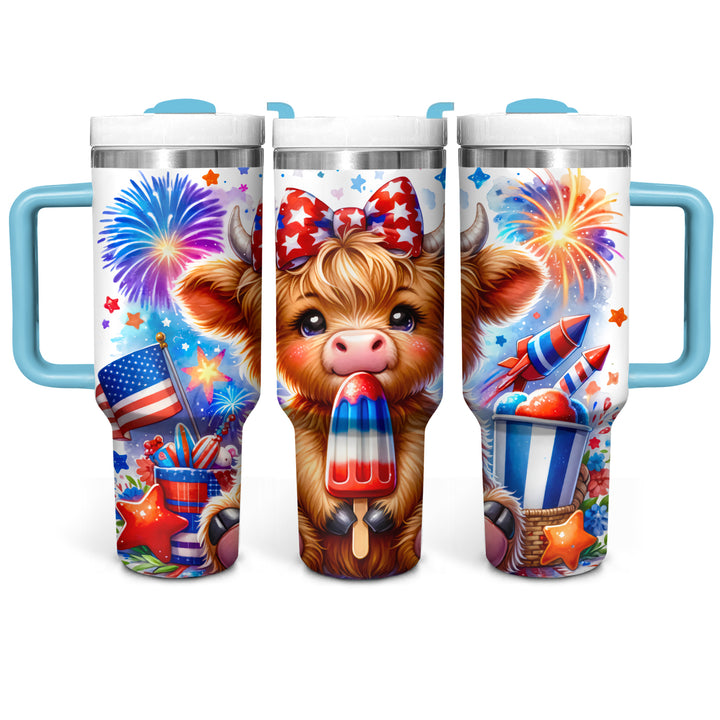Patriot USA Baby Highland Cow - Tumbler with Handle - Gift For Highland Cow Lovers - NCU0DV052