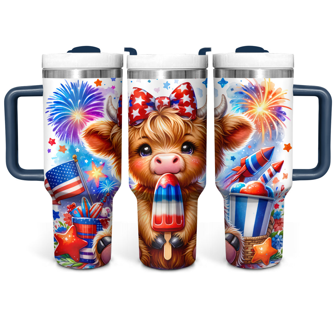Patriot USA Baby Highland Cow - Tumbler with Handle - Gift For Highland Cow Lovers - NCU0DV052