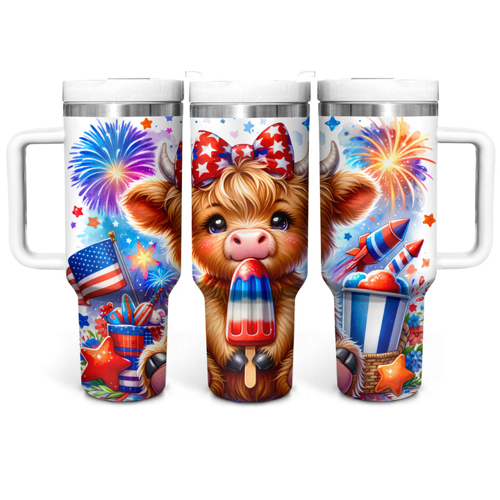 Patriot USA Baby Highland Cow - Tumbler with Handle - Gift For Highland Cow Lovers - NCU0DV052