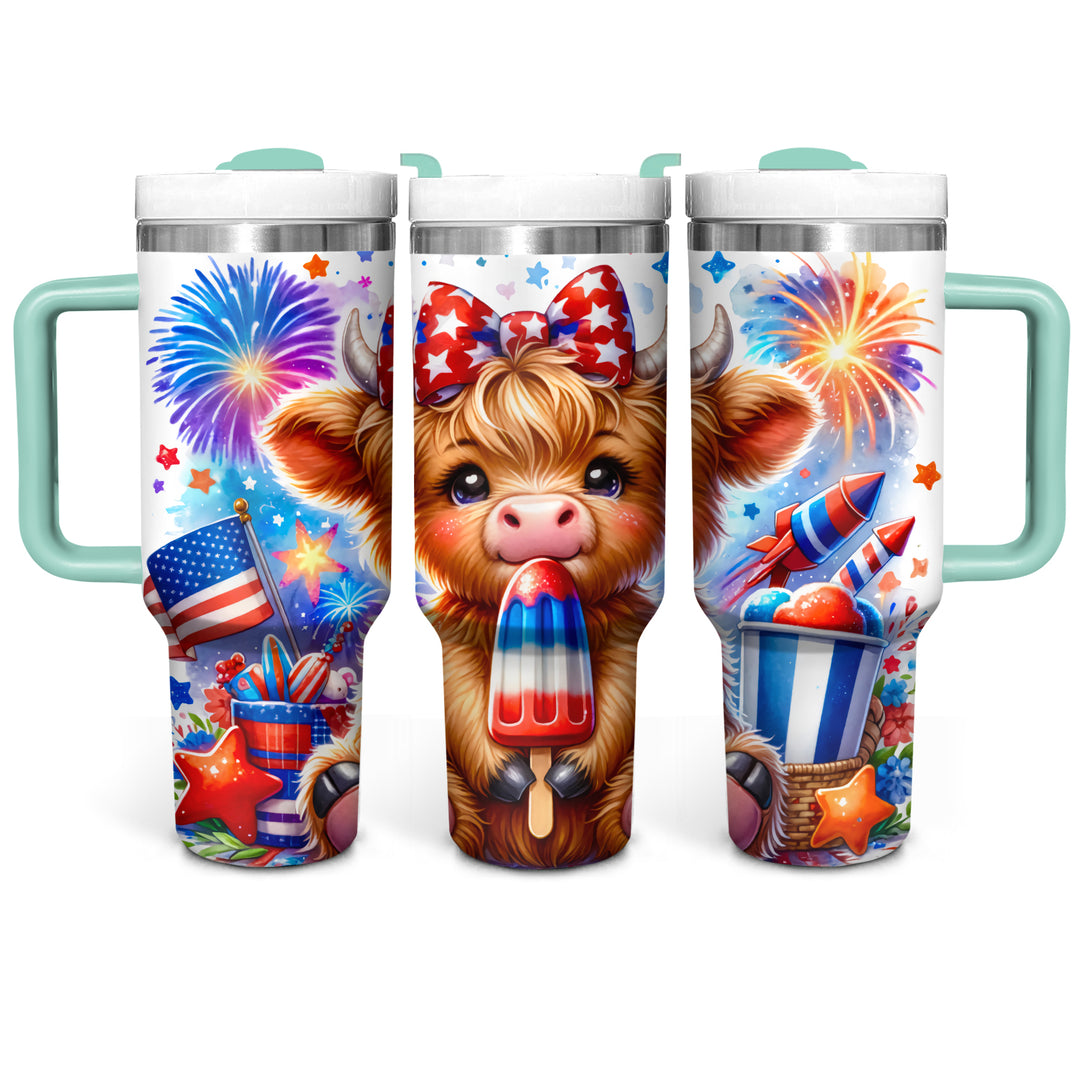 Patriot USA Baby Highland Cow - Tumbler with Handle - Gift For Highland Cow Lovers - NCU0DV052
