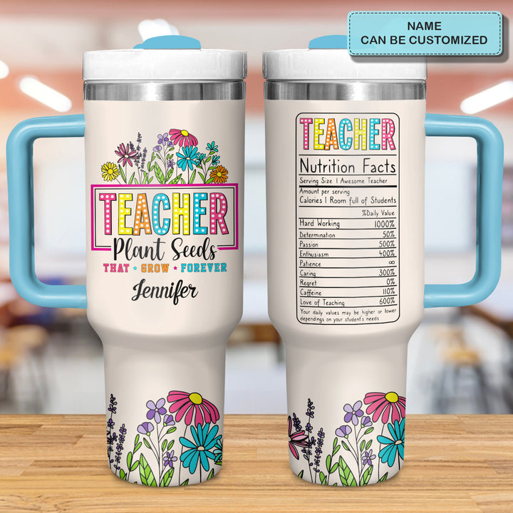 Teacher's Garden - Personalized Tumbler With Handle - Gift for Teacher NCU0PT28