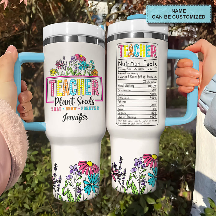 Teacher's Garden - Personalized Tumbler With Handle - Gift for Teacher NCU0PT28