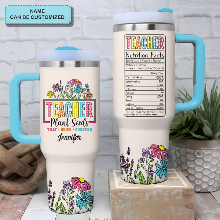 Teacher's Garden - Personalized Tumbler With Handle - Gift for Teacher NCU0PT28