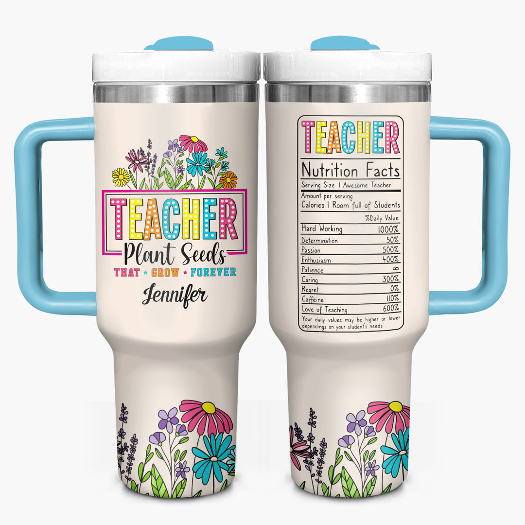Teacher's Garden - Personalized Tumbler With Handle - Gift for Teacher NCU0PT28