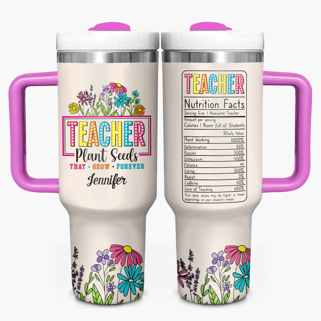 Teacher's Garden - Personalized Tumbler With Handle - Gift for Teacher NCU0PT28