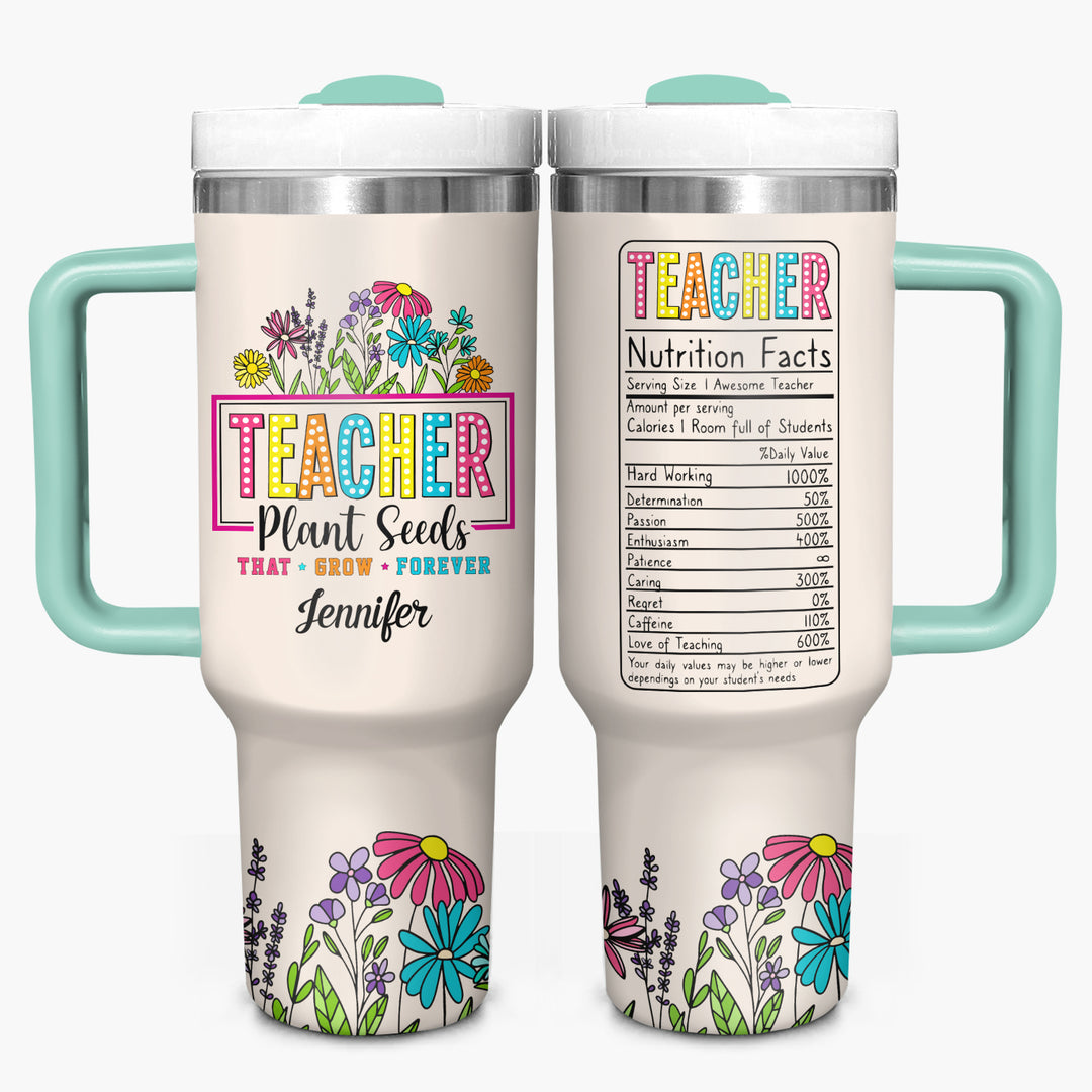Teacher's Garden - Personalized Tumbler With Handle - Gift for Teacher NCU0PT28