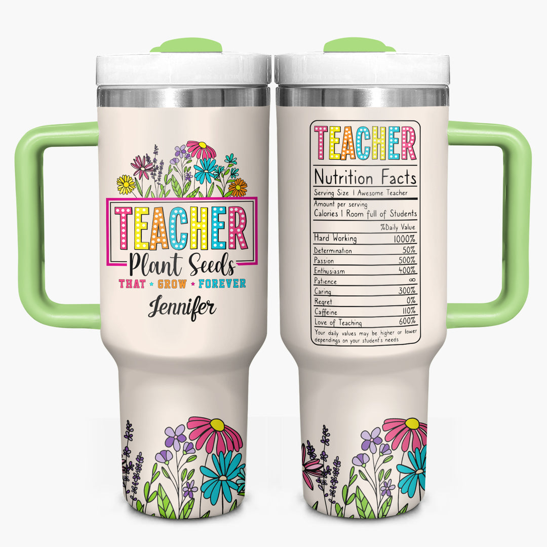 Teacher's Garden - Personalized Tumbler With Handle - Gift for Teacher NCU0PT28