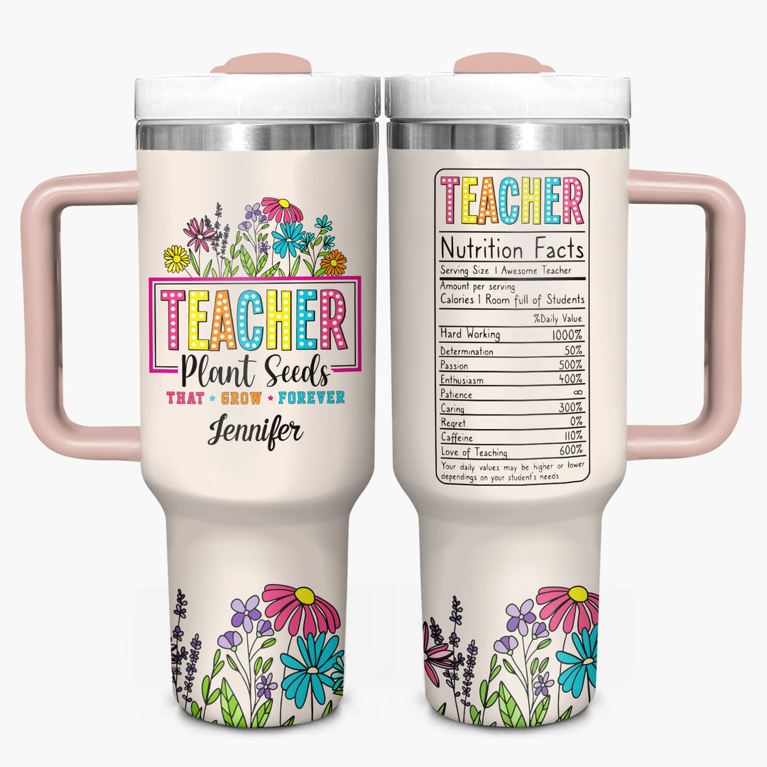 Teacher's Garden - Personalized Tumbler With Handle - Gift for Teacher NCU0PT28