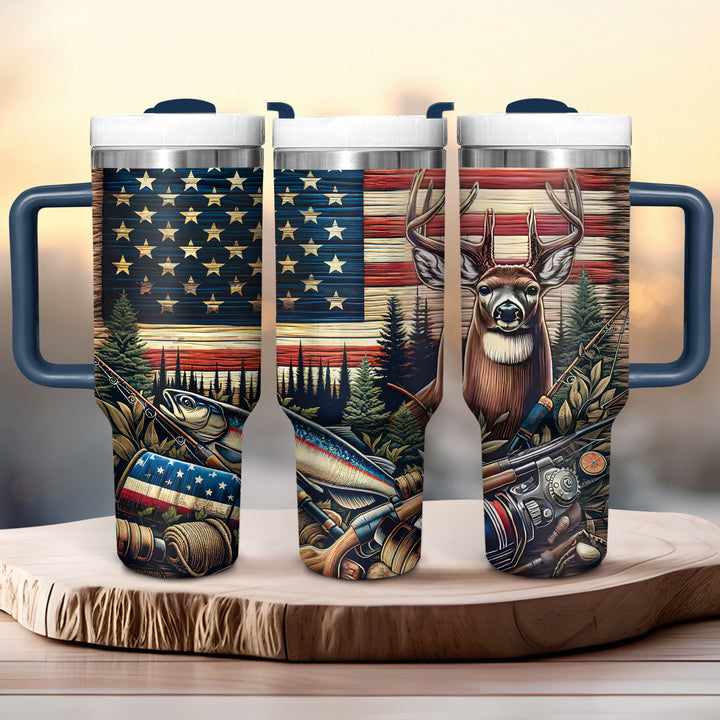 American Fishing and Deer - Tumbler with Handle - NCU0DK028