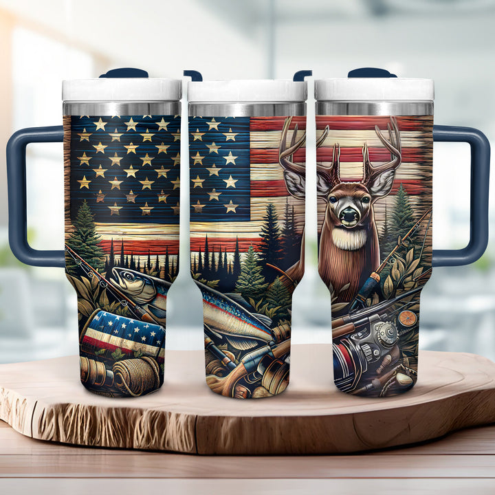 American Fishing and Deer - Tumbler with Handle - NCU0DK028