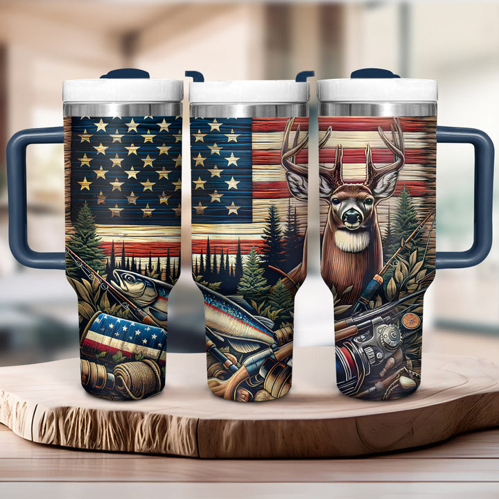 American Fishing and Deer - Tumbler with Handle - NCU0DK028
