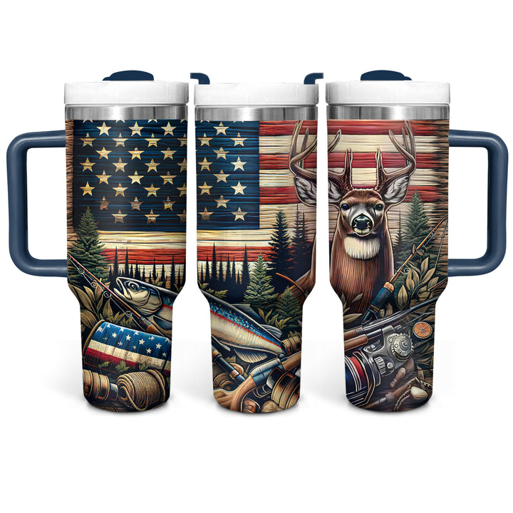 American Fishing and Deer - Tumbler with Handle - NCU0DK028